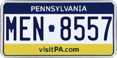 PA license plate MEN8557