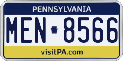 PA license plate MEN8566