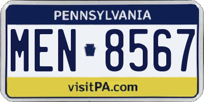 PA license plate MEN8567