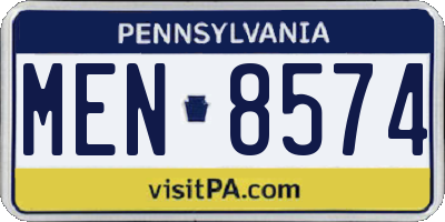 PA license plate MEN8574