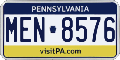 PA license plate MEN8576