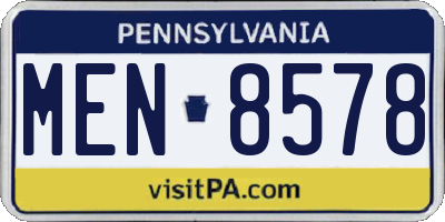 PA license plate MEN8578