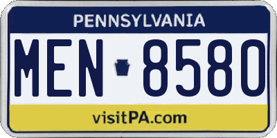PA license plate MEN8580