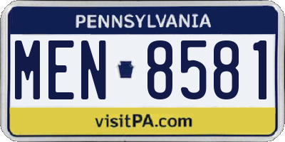 PA license plate MEN8581