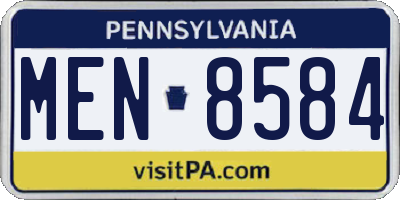 PA license plate MEN8584