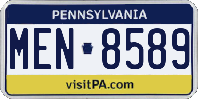 PA license plate MEN8589