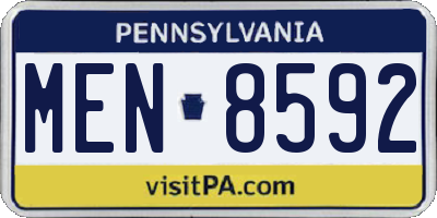 PA license plate MEN8592
