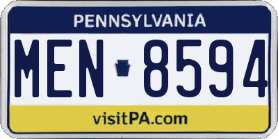 PA license plate MEN8594