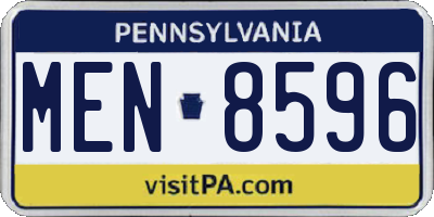PA license plate MEN8596