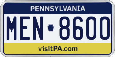 PA license plate MEN8600
