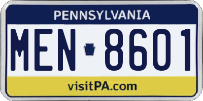 PA license plate MEN8601