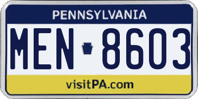 PA license plate MEN8603
