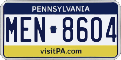 PA license plate MEN8604