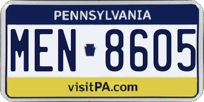 PA license plate MEN8605