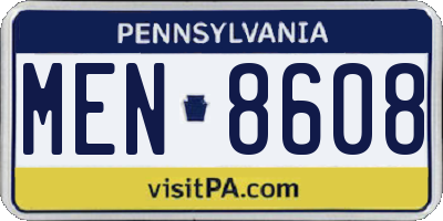 PA license plate MEN8608