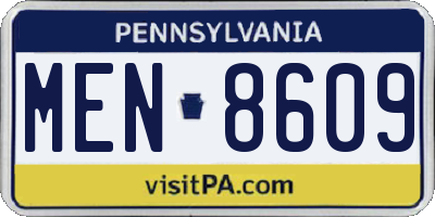 PA license plate MEN8609