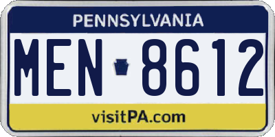 PA license plate MEN8612