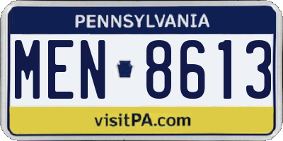 PA license plate MEN8613