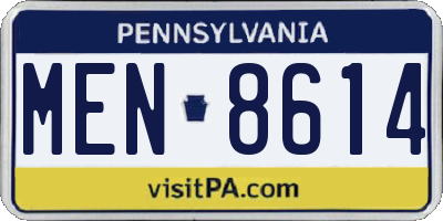 PA license plate MEN8614