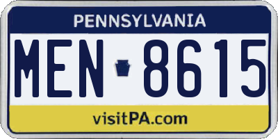 PA license plate MEN8615