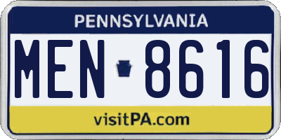 PA license plate MEN8616
