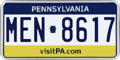 PA license plate MEN8617