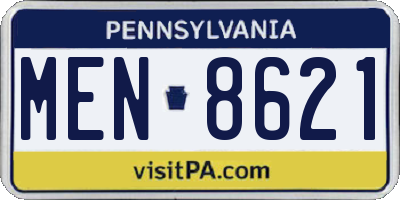PA license plate MEN8621