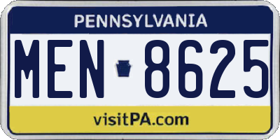 PA license plate MEN8625