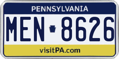 PA license plate MEN8626