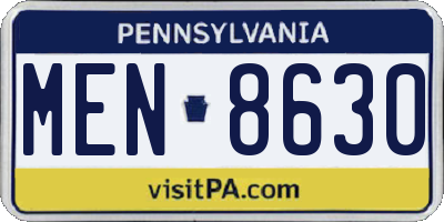 PA license plate MEN8630