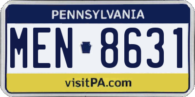 PA license plate MEN8631