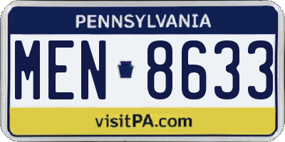PA license plate MEN8633