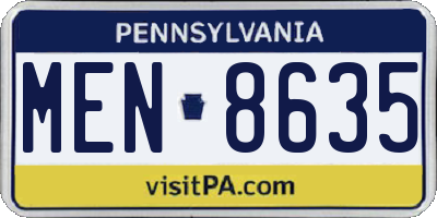 PA license plate MEN8635