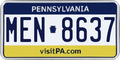 PA license plate MEN8637
