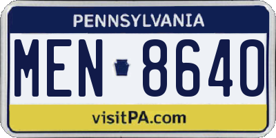 PA license plate MEN8640