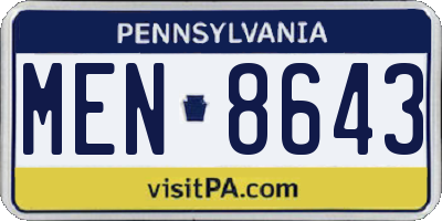 PA license plate MEN8643