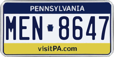 PA license plate MEN8647