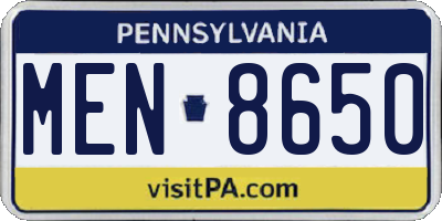 PA license plate MEN8650