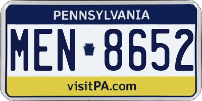 PA license plate MEN8652