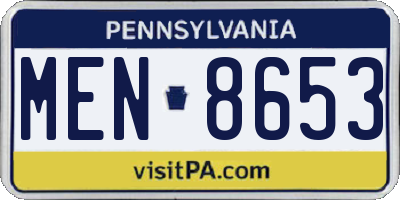 PA license plate MEN8653