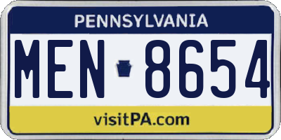 PA license plate MEN8654
