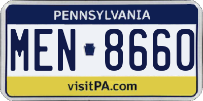 PA license plate MEN8660