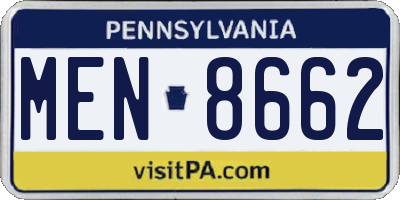 PA license plate MEN8662