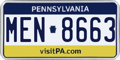 PA license plate MEN8663