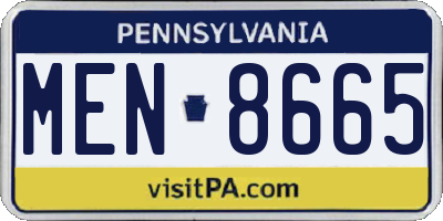 PA license plate MEN8665