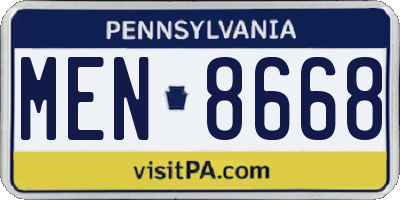 PA license plate MEN8668