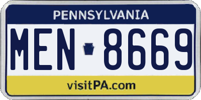 PA license plate MEN8669