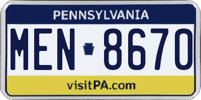 PA license plate MEN8670