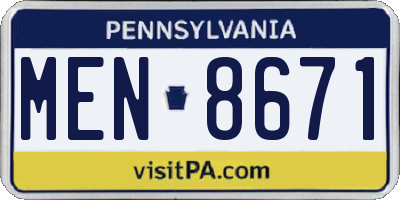 PA license plate MEN8671