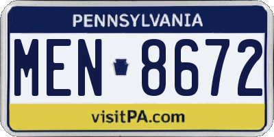 PA license plate MEN8672